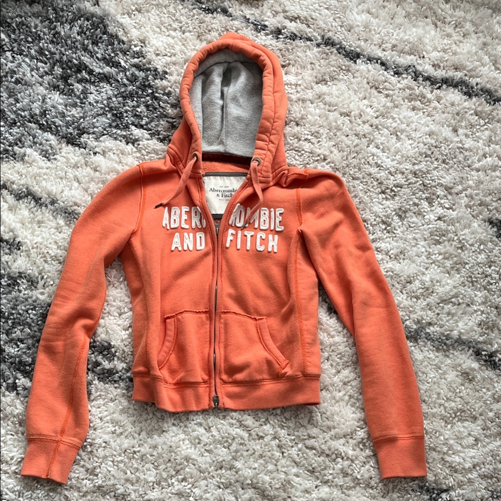Abercrombie & Fitch Kids Coral-Orange Zip Front Hoodie